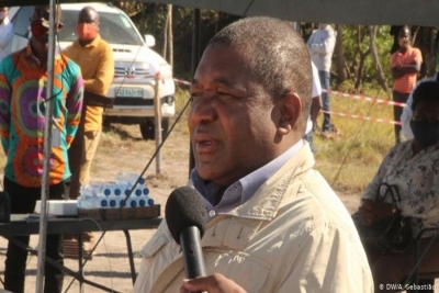 Filipe Nyusi em Sofala, em junho de 2020.